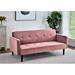 Corrigan Studio® Brixtin 72" Wide Velvet Tufted Back Convertible Sofa Wood in Red/Pink | 30.25 H x 72 W x 34.6 D in | Wayfair