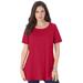 Plus Size Women's Swing Ultimate Tee with Keyhole Back by Roaman's in Classic Red (Size 6X) Short Sleeve T-Shirt