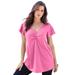 Plus Size Women's Flutter-Sleeve Sweetheart Ultimate Tee by Roaman's in Vintage Rose (Size 30/32) Long T-Shirt Top