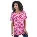 Plus Size Women's Crewneck Ultimate Tee by Roaman's in Pink Graphic Leaves (Size 1X) Shirt