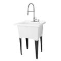 Utility-Sink 21.5" L x 25" W Free Standing Laundry Sink w/ Faucet Plastic in White | 56 H x 21.5 W x 25 D in | Wayfair 040 US9510DRBLK