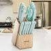 Kenmore 14 Piece Knife Block Set High Carbon Stainless Steel in Black/Blue/Brown | 5.4 H x 13.2 D in | Wayfair 950114034M