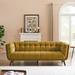 Mercury Row® Ardrie 85" Flared Arm Sofa Velvet in Yellow | 31 H x 85 W x 35.4 D in | Wayfair 713100BAE71C41D0A7B18EF04C8D8A75