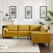 Yellow Sectional - Etta Avenue™ Isaak 105" Wide Symmetrical Corner Upholstery/Velvet, Solid Wood | 33 H x 105 W x 105 D in | Wayfair