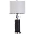 Aglona Pedestal 32" Modern Textured Coal Black Table Lamp