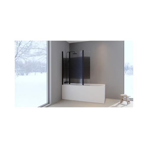 Badewannenfaltwand Black Lines 125 x 140 cm – matt schwarz – 3-teilig faltbar – Badewannenaufsatz –
