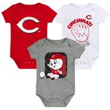 Newborn & Infant Red/White/Gray Cincinnati Reds Change Up 3-Pack Bodysuit Set