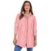 Plus Size Women's Kate Tunic Big Shirt by Roaman's in Coral Red Stripe (Size 18 W) Button Down Tunic Shirt