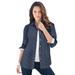 Plus Size Women's Long-Sleeve Kate Big Shirt by Roaman's in Navy Stripe (Size 40 W) Button Down Shirt Blouse