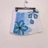 Athleta Shorts | Athleta White Floral Print Mesh Athletic Skort Size S | Color: Blue/White | Size: S