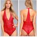 Free People Tops | Free People Avery Red Lace Bodysuit L Nwt | Color: Red | Size: L