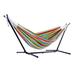 Ebern Designs Vivere Northey Double Classic Polyester Hammock w/ Stand & Carry Bag (450 lb Capacity) Polyester in Red/Gray/Blue | Wayfair