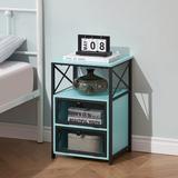 Trent Austin Design® Kempst Nightstand w/ Flip Drawer Bedside Tables Rustic Storage End Table Wood Furniture for Living Room Wood/Metal | Wayfair