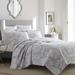 Laura Ashley Venetia Reversible Cotton Quilt Set Polyester/Polyfill/Cotton in Gray | Full/Queen Quilt + 2 Shams | Wayfair 199477