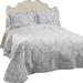 Laura Ashley Venetia Reversible Modern & Contemporary Quilt Set Polyester/Polyfill/Cotton in Gray | Full/Queen Quilt + 2 Shams | Wayfair 199477