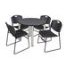 Inbox Zero Kee Round Breakroom Table Top, 4 Zeng Stack Chairs Metal in Gray | 29 H x 42 W x 42 D in | Wayfair B73597D65D9E410CAA9ACA4B17CCE1A0