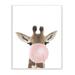 Zoomie Kids Romford Baby Giraffe w/ Pink Bubble Gum Safari Animal Wood in Brown/White | 15 H x 10 W x 0.5 D in | Wayfair