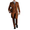 Men Brown Tailcoat Suits Slim Fit 3 Piece V-Neck One Button Wedding Suits Groom Tuxedos 34/28