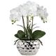 Briful 17" Artificial Orchid Phalaenopsis Flowers Decorative Orchid Bonsai Fake Flowers Real Touch Orchid Artificial Flowers with Silver Ceramic Pot for Table Centerpieces Living Room Home Décor