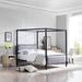Williston Forge Semple Queen Canopy Bed Upholstered/Metal & Upholstered/Polyester/Metal in Gray | 73.75 H x 61.5 W x 84 D in | Wayfair