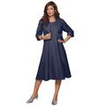 Plus Size Women's Fit-And-Flare Jacket Dress by Roaman's in Navy (Size 32 W) Suit