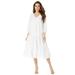 Plus Size Women's Eyelet Ruffle Dress by Roaman's in White (Size 34/36)