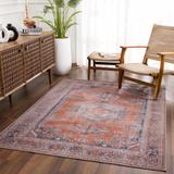 Taber 6'7" x 9' Updated Traditional Farmhouse Blue/Burnt Orange/Pale Blue/Tan Washable Area Rug - Hauteloom