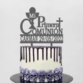 Décoration de Gâteau de Communion Espagnole Personnalisée avec Nom et Date pour Enfant