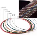 Cordes de guitare acoustique multicolores 6 pièces/ensemble cordes de guitare colorées arc-en-ciel