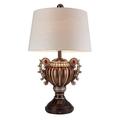 Bloomsbury Market Trophy Shaped Polyresin Table Lamp w/ Scroll Handles, Bronze Resin/Fabric in Brown/White | 29.5 H x 18 W x 18 D in | Wayfair