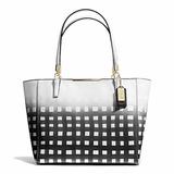 Coach Bags | Coach Madison East Wes Tote Gingham Saffiano 30118 | Color: Black/White | Size: Os