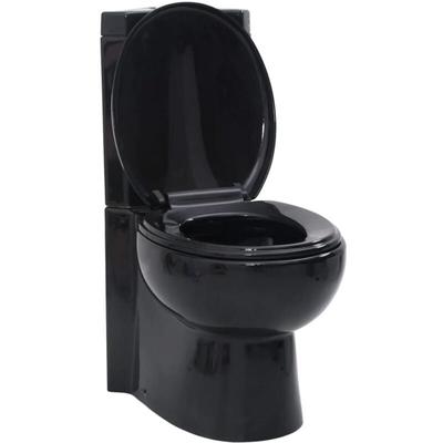vidaXL Toilette für Ecke Keramik Schwarz Image