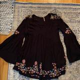 Free People Dresses | Free People Te Amo Black Floral Mini Dress Size Xs | Color: Black/Pink | Size: Xs