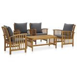 Red Barrel Studio® 5 Piece Patio Lounge Set w/ Cushions Solid Acacia Wood Wood/Natural Hardwoods in Gray | Wayfair 0393AEF1E6EA4A3CAF1F8189BB1C7752