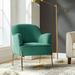 Etta Avenue™ Cleo 26" Wide Contemporary Chair w/ Recessed Arms Wood/Velvet/Fabric in Green/Brown | 32 H x 26 W x 30 D in | Wayfair