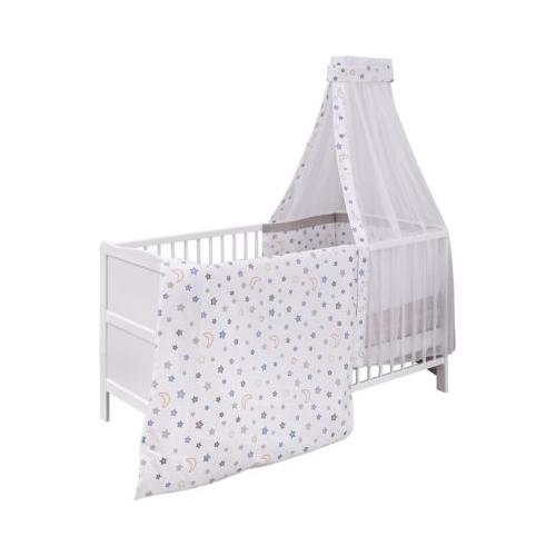 Kinderbett komplett, Mond & Sterne, 70 x 140 cm weiß