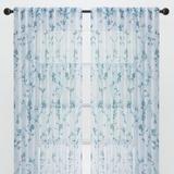 Red Barrel Studio® Keohane 2-Panel Floral Textured Sheer Curtain Panels 3-In-1 Back Tab, Rod Pocket, Ring Tab in Green/Blue | Wayfair