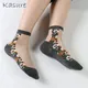 KASURE-Chaussettes Vintage en Maille de Verre Fine pour Femme Accessoire en Résille Florale en