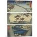 ARTCANVAS The Maple Leaves of Mama Tekona Shrine & Tsugi Bridge 1857 by Utagawa Hiroshige - 3 Piece Wrapped Canvas Painting Print Set | Wayfair