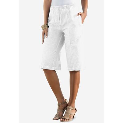 Plus Size Women's Plus Size Easy-Wear Bermuda Short by Roaman's in White Denim (Size 24 W) Shorts