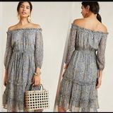 Anthropologie Dresses | Anthropologie Kira Off Shoulder Dress | Color: Blue/Silver | Size: 0