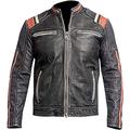 Cafe Racer Vintage Leather Jacket Men-Antique Motorcycle Distressed Leather Jacket | Retro Biker Leather Jacket |Mens Cafe Racer Jacket (Retro-3, s)