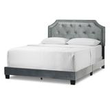 Aria Silver Grey Velvet Queen Bed with Piping and Button Tufting - Glamour Home GHUB-1368