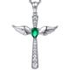 Cross Necklace Womens Cross Necklace Angel Wings Cross Necklace Green Silver Cross Necklace with Wings Silver Cross Necklace,Cross with Wings Necklace for Women Girls Cross Angel Wings Necklace