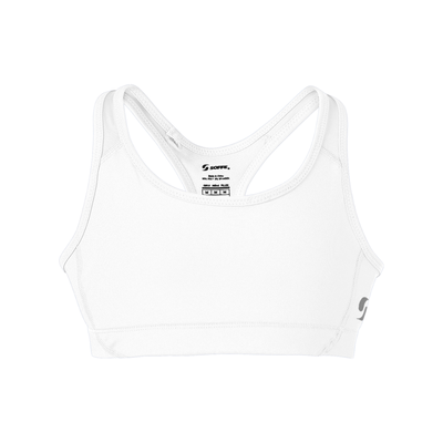 Soffe 1210G Girls Mid Impact Bra in White size Medium | Polyester/Spandex Blend
