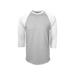 Soffe 210M Adult Classic Heathered Baseball Jersey T-Shirt in Oxford/White size Medium | Cotton Polyester