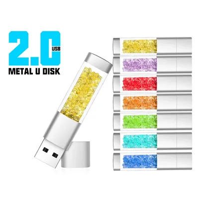 JASTER – clé USB 2.0 rectangulaire en plastique cristal et métal 8/16/32/64 go haute vitesse