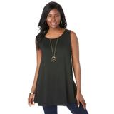 Plus Size Women's Stretch Knit Sleeveless Swing Tunic by Jessica London in Black (Size 30/32) Long Shirt