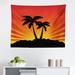 East Urban Home Ambesonne Silhouette Tapestry, Tropical Art Sunrays Palm Trees On Island, Fabric Wall Hanging Decor For Bedroom Living Room Dorm | Wayfair