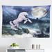 East Urban Home Ambesonne Unicorn Tapestry, Creature Up Cliffs Rocks In Full Moonlight Sky Fantasy Design Artprint | 30 H x 45 W in | Wayfair